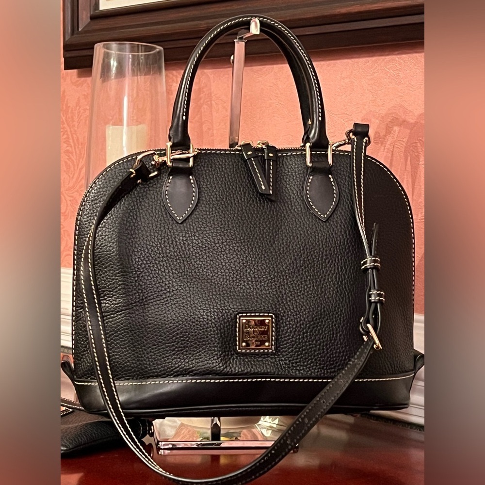 Dooney & Bourke Pebble Grain Zipzip Dome Satchel In Black/Black. No. 2 (2pcs)